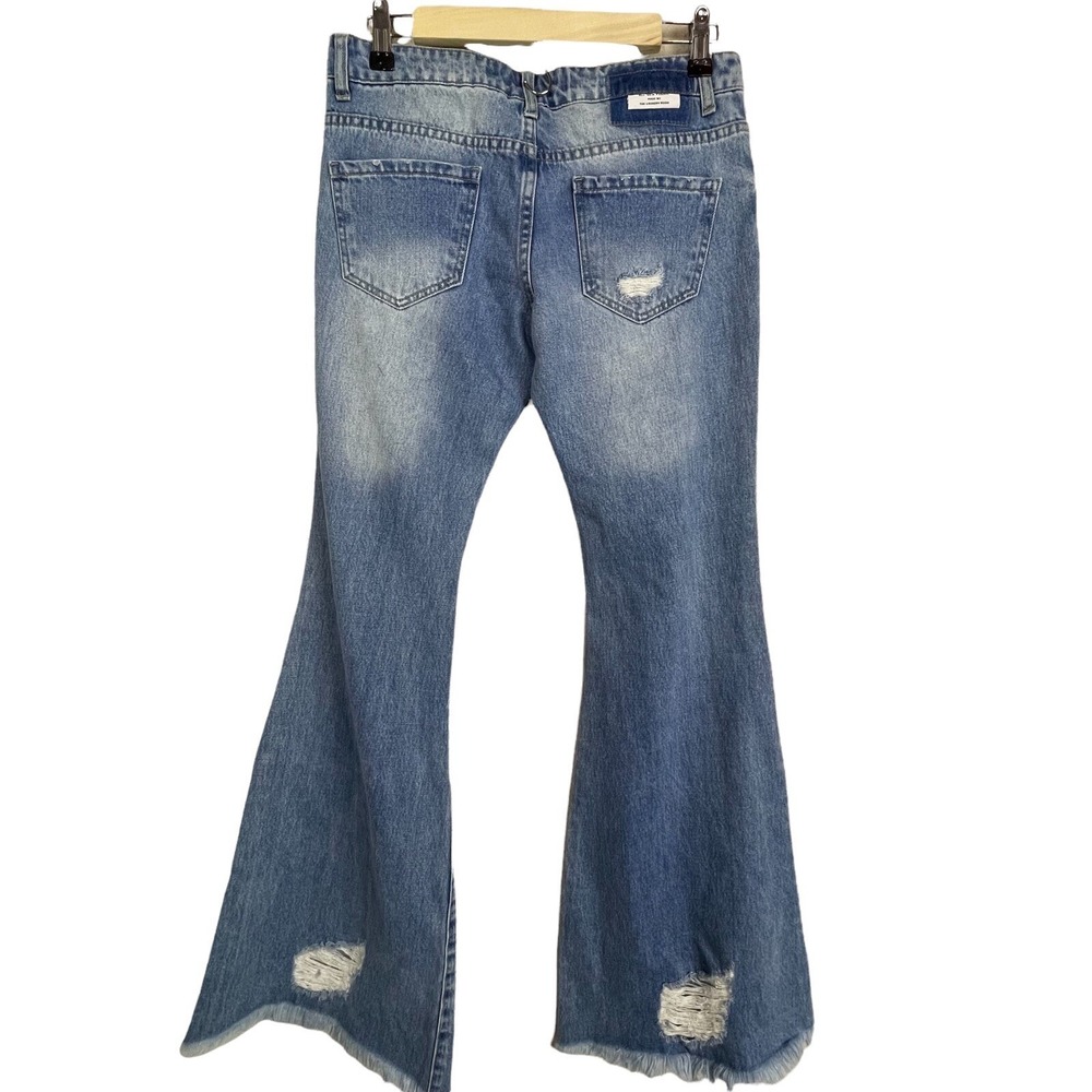 NWT The‎ Laundry Room Bell Bottom Jeans 26 70s Y2K Flare Distressed Boho - Picture 4 of 7